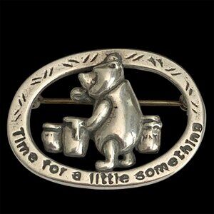 Vintage Disney Sterling Silver Winnie the Pooh Pin Brooch Van Dell 925 Honey Pot
